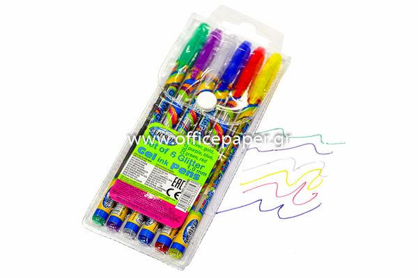 ΣΤΥΛΟ CENTRUM GEL GLITTER 1,0mm  ΣΕΤ 6 ΧΡΩΜΑΤΑ ΓΕΡΜΑΝΙΑΣ 83885