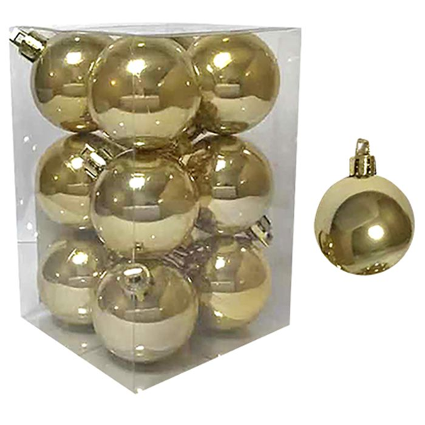 ΜΠΑΛΕΣ ΧΡΙΣΤΟΥΓΕΝΝΩΝ ΧΡΥΣΕΣ SHINY & GLITTER 12ΤΕΜ Φ4 Φ4cm