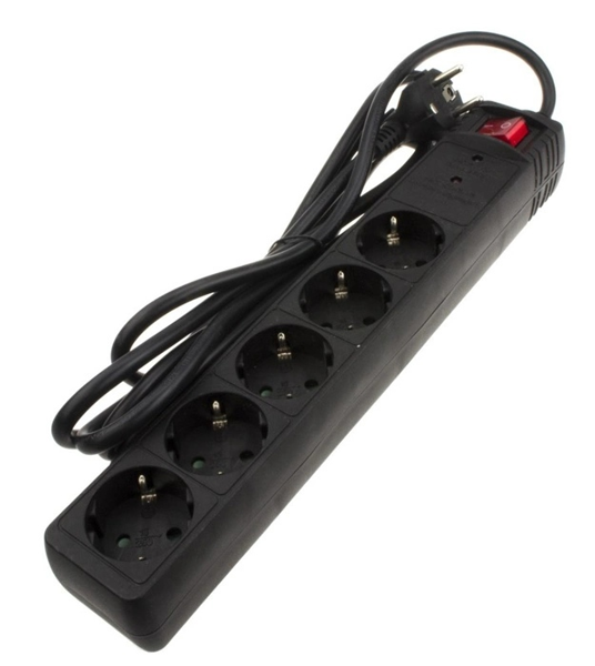 ΠΟΛΥΜΠΡΙΖΟ POWERTECH 5Θ+ΔΙΑΚΟΠΤΗ ΑΣΦΑΛΕΙΑΣ PT-881, 5x schuko, 16A, 1.5m, μαύρο