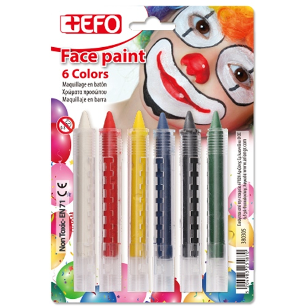 ΧΡΩΜΑ ΠΡΟΣΩΠΟΥ +EFO  STICKS 6TEM 5X5,6gr Art175