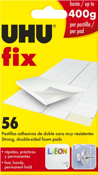 UHU FIX 50X ΠΛΑΚΙΔΙΑ ΑΦΡΩΔΗ ΔΙΠΛΗΣ ΟΨΗ  MAX 400gr
