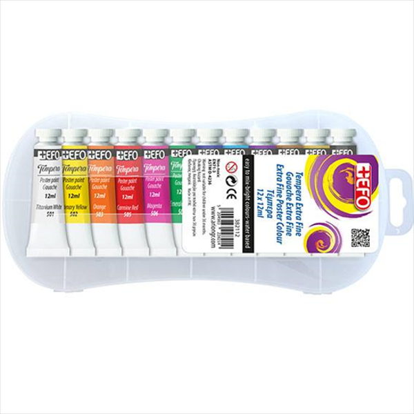ΤΕΜΠΕΡΑ +EFO SET 12 ΧΡΩΜΑΤΑ X 12ml ΣΕ ΠΛΑΣΤΙΚΗ ΘΗΚΗ 382112 +ΠΙΝ