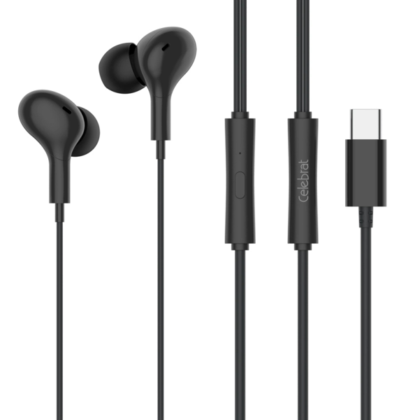 ΑΚΟΥΣΤΙΚΑ CELEBRAT earphones με μικρόφωνο D13, USB-C σύνδεση, Φ10mm, 1.2m, μαύρα