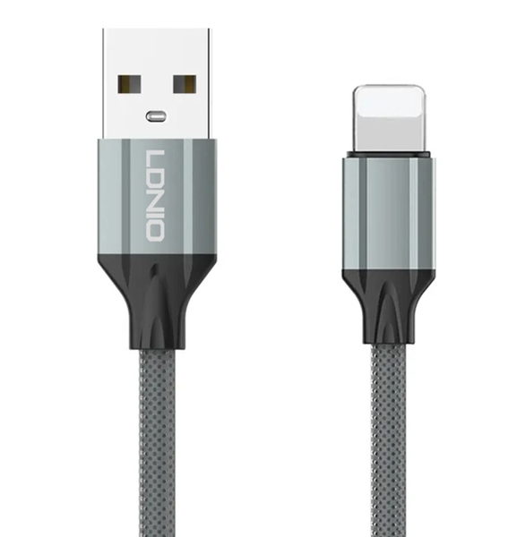 ΚΑΛΩΔΙΟ LDNIO καλώδιο Lightning σε USB LS442, 2.4A, 2m, γκρι