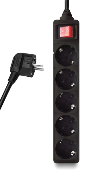 ΠΟΛΥΜΠΡΙΖΟ POWERTECH 5Θ+ΔΙΑΚΟΠΤΗ  3Χ1,5mm ΚΑΛΩΔΙΟ 1.4m 16A ΧΡΩΜΑ ΜΑΥΡΟ