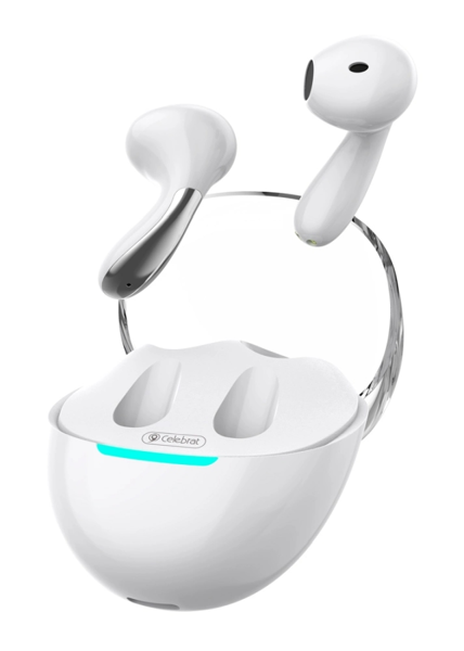ΑΚΟΥΣΤΙΚΑ BLUETOOTH CELEBRAT earphones με θήκη φόρτισης W51, True Wireless, Φ13mm, λευκά