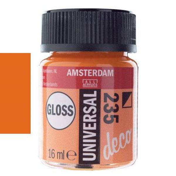 ΧΡΩΜΑ DECORFIN UNIVERSAL SATIN 16ml ORANGE-ΠΟΡΤΟΚΑΛΙ Νο235