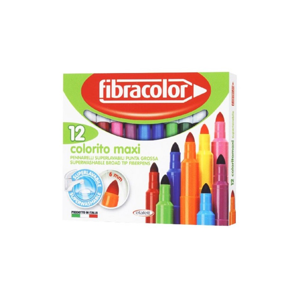 ΜΑΡΚΑΔΟΡΟΙ FIBRACOLOR COLORITO-MAXI 12 ΧΡΩΜ. SUPERWASHABLE
