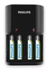 ΦΟΡΤΙΣΤΗΣ ΜΠΑΤΑΡΙΩΝ PHILIPS AA & AΑΑ NiMH SCB1450NB με 4x AAA 800mAh , μαύρος