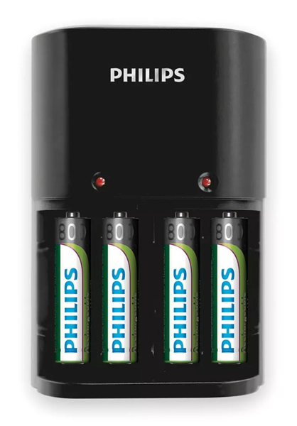 ΦΟΡΤΙΣΤΗΣ ΜΠΑΤΑΡΙΩΝ PHILIPS AA & AΑΑ NiMH SCB1450NB με 4x AAA 800mAh , μαύρος