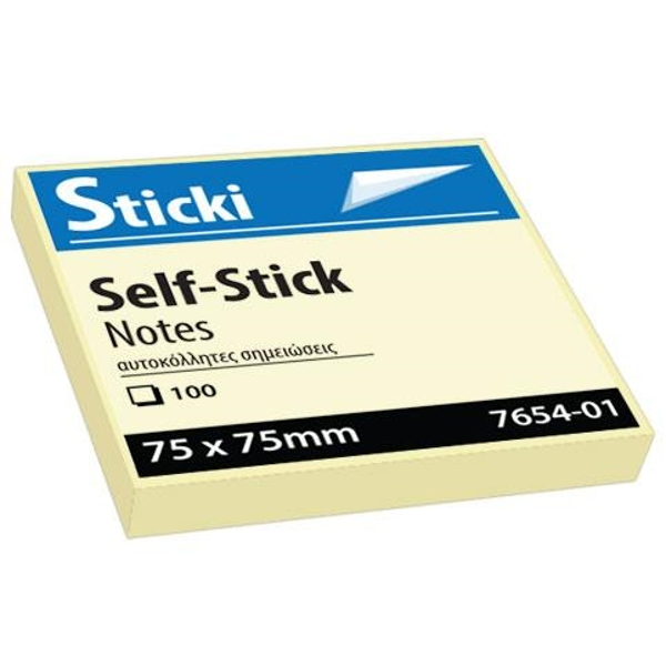 ΧΑΡΤΑΚΙΑ ΚΙΤΡΙΝΑ ΑΥΤΟΚ. STICKI 75X75mm  X100Φ  7654-01