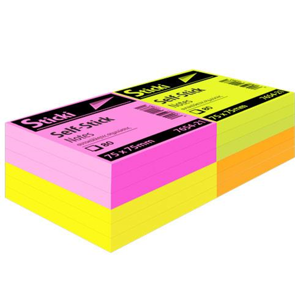 ΧΑΡΤΑΚΙΑ ΑΥΤΟΚ. STICKI NEON ΚΙΤΡΙΝΑ 75X75mm  X80Φ  7654-21