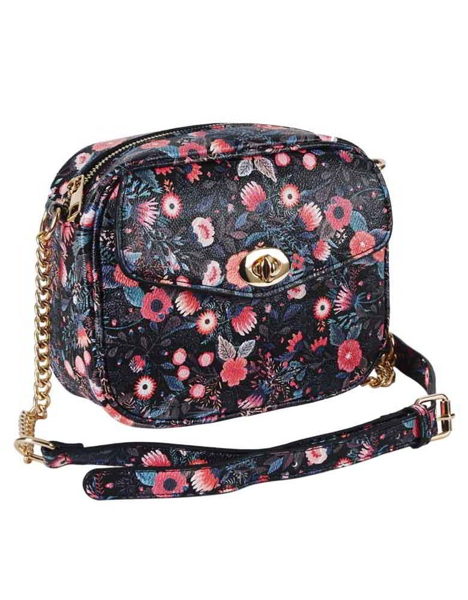 ΤΣΑΝΤΑΚΙ ΩΜΟΥ ΓΥΝΑΙΚΕΙΟ FLORAL BLACK PU 19x16x8 cm Α9102 GTS