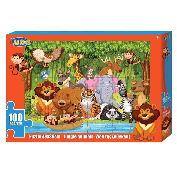 ΠΑΖΛ ΧΡΩΜΑΤΙΣΜΟΥ ΖΩΑ ΖΟΥΓΚΛΑΣ  LUNA TOYS, 100 ΤΜΧ., 49X36 ΕΚ. 000621580