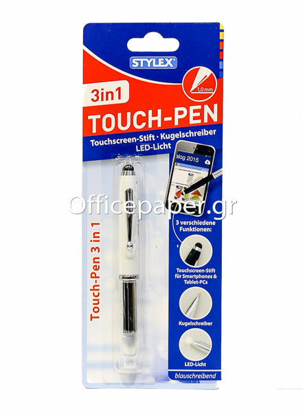 ΣΤΥΛΟ STYLEX TOUCH-PEN 3ΣΕ1 ΣΤΥΛΟ-ΦΑΚΟΣ-ΓΡΑΦΙΔΑ Νο30310 ΛΕΥΚΟ ΕΞ