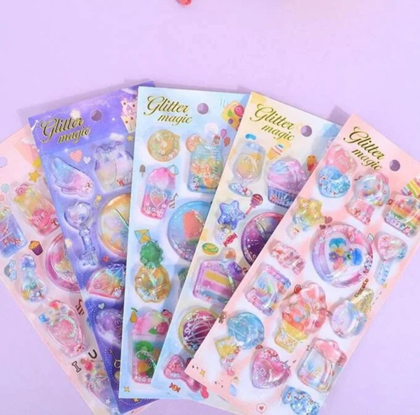 ΑΥΤΟΚΟΛΛΗΤΑ ΝΕΡΟΥ και glitter Pencilia sticker 20Χ9ΕΚ. ΔΙΑΦΟΡΑ ΣΧΕΔΙΑ 13-1537