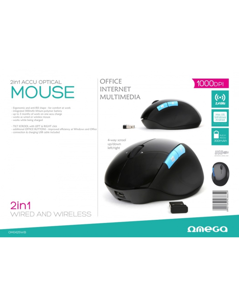 ΠΟΝΤΙΚΙ OMEGA OM-425 "FAT" 2in1 ACCU WIRELESS 1000DPI BLACK