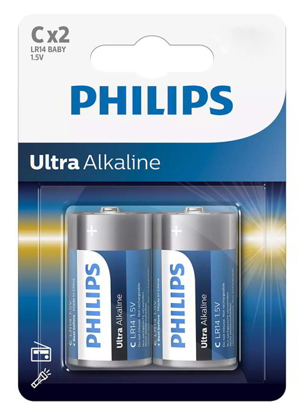 ΜΠΑΤΑΡΙΕΣ PHILIPS 2XC  1,5V POWER ALKALINE LR14