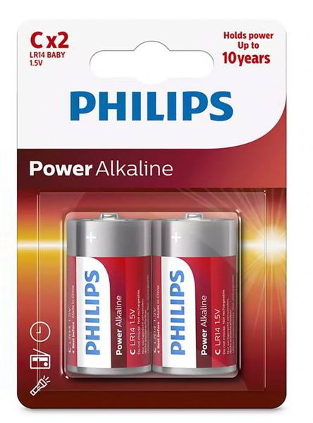 ΜΠΑΤΑΡΙΕΣ PHILIPS 2XC  1,5V POWER ALKALINE LR14