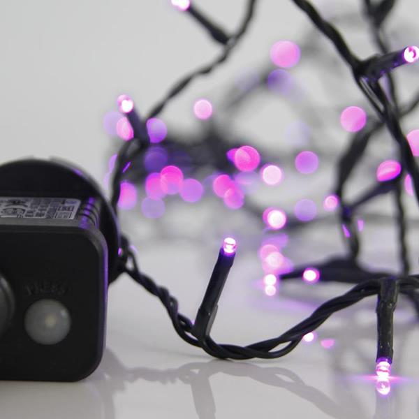 ΛΑΜΠΑΚΙΑ 240 LED ΣΕΙΡΑ 3MM, 31V, 8 ΠΡΟΓΡΑΜΜΑΤΑ, ΠΡΑΣΙΝΟ ΚΑΛΩΔΙΟ, ΜΩΒ LED ΑΝΑ 5CM, ΙΡ44