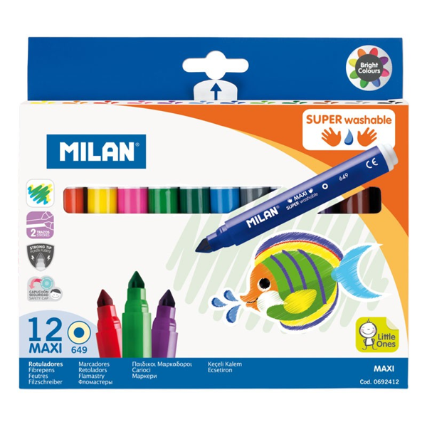 ΜΑΡΚΑΔΟΡΟΙ FIBRACOLOR CLORITO-ΛΕΠΤΟΙ 12 ΧΡΩΜ. SUPERWASHABLE