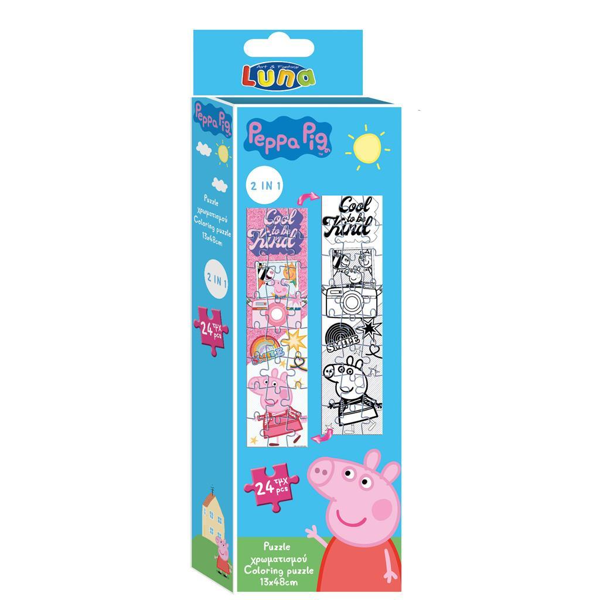 ΠΑΖΛ ΧΡΩΜΑΤΙΣΜΟΥ ΠΥΡΓΟΣ PEPPA PIG 2 ΟΨΕΩΝ LUNA TOYS, 24 ΤΜΧ., 13X48 ΕΚ. 000482499