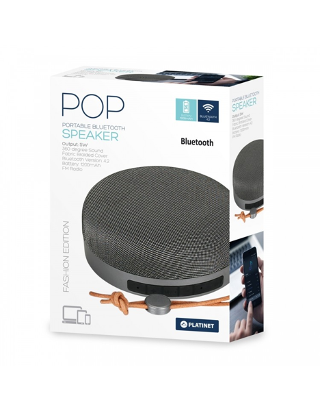 ΗΧΕΙΑ BLUETOOTH ΦΟΡΗΤΟ PLATINET SPEAKER PMG7 BLUETOOTH 5W STEEL GREY