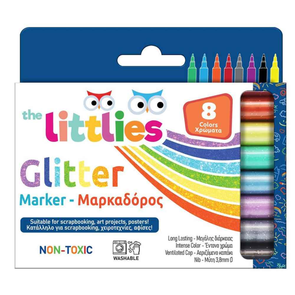ΜΑΡΚΑΔΟΡΟΙ THE LITTLIES GLITTER 8 ΧΡΩΜAΤΩΝ ΨΙΛΗ-ΜΕΣΑΙΑΣ ΓΡΑΦΗΣ No000646529