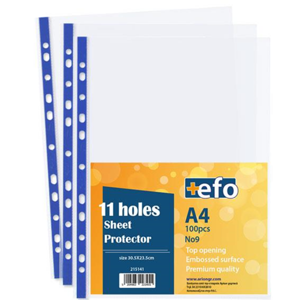 ΖΕΛΑΤΙΝΕΣ ΤΡΥΠΕΣ A4 +EFO No9 100Τ ΣΑΓΡΕ 30,5X23.5cm ΕΝΙΣΧΥΜΕΝΗ -ΜΠΛΕ ΡΑΧΗ