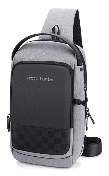 ΤΣΑΝΤΑΚΙ ΩΜΟΥ-CROSSBOY ARCTIC HUNTER XB00105-GY, USB, αδιάβροχη, γκρι