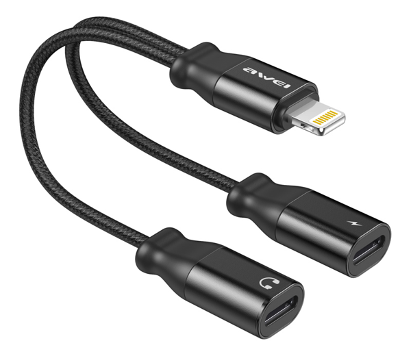ΑΝΤΑΠΤΟΡΑΣ Iphone AWEI αντάπτορας Lightning σε 2x Lightning CL-72, 2A, μαύρος