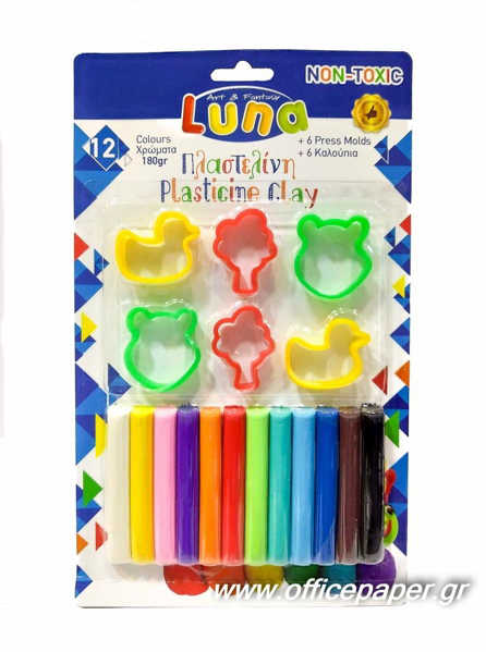 ΠΛΑΣΤΕΛΙΝΗ LUNA 12 ΧΡΩΜΑΤΑ 180gr ΚΑΙ 6 ΚΑΛΟΥΠΙΑ -ΚΛΑΣΙΚΗ ΜΗ ΤΟΞΙΚΗ 0620552
