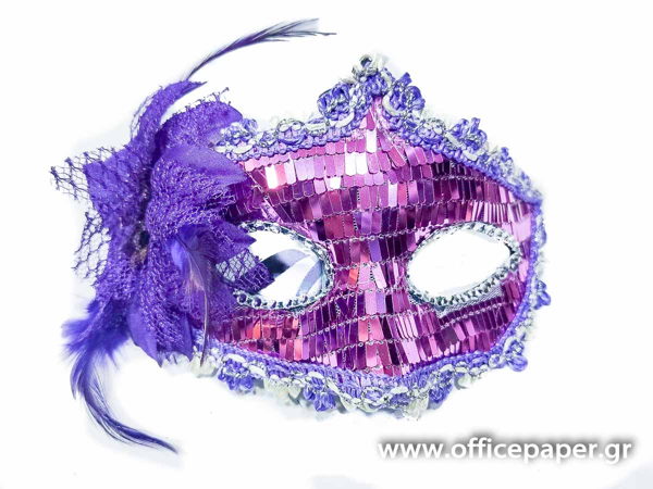 ΜΑΣΚΑ ΚΑΘΡΕΦΤΗΣ ΜΕ ΛΟΥΛΟΥΔΙ ΜΩΒ 20x10cm Carnavalista 232156