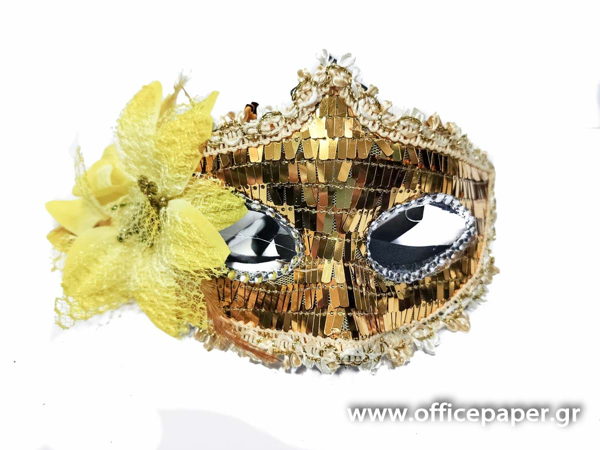 ΜΑΣΚΑ ΚΑΘΡΕΦΤΗΣ ΜΕ ΛΟΥΛΟΥΔΙ ΧΡΥΣΗ 20x10cm Carnavalista 232156