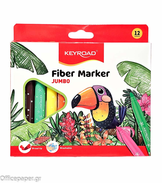 ΜΑΡΚΑΔΟΡΟΙ KEYROAD JUMBO FIBER MARKER 12 ΧΡΩΜΑΤΑ KR971413