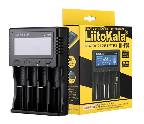 ΦΟΡΤΙΣΤΗΣ ΜΠΑΤΑΡΙΩΝ LIITOKALA LII-PD4 για μπαταρίες NiMH/CD, Li-Ion, IMR, 4 slots,Digital screen