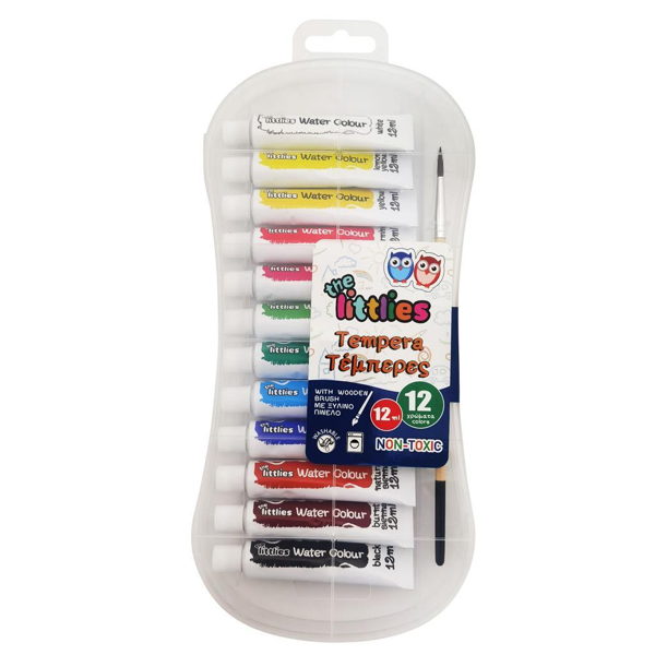 Τέμπερες The Littlies 12ml με ξύλινο πινέλο, 12 Χρώματα