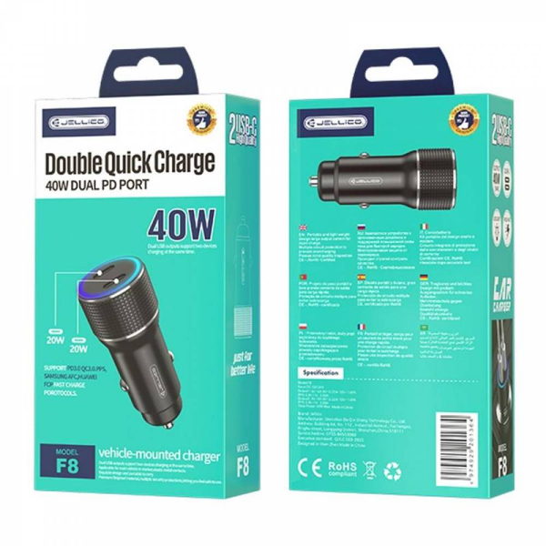 ΦΟΡΤΙΣΤΗΣ ΑΣΥΤΟΚΙΝΗΤΟΥ JELLICO 40Watt DUAL PD PORT