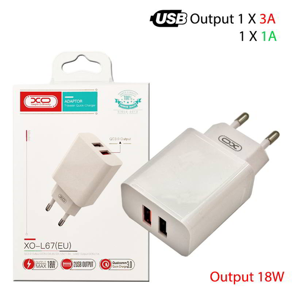 ΦΟΡΤΙΣΤΗΣ ΤΟΙΧΟΥ ΧΟ-L67 (EU)  18Watt 2UBS QC3.0