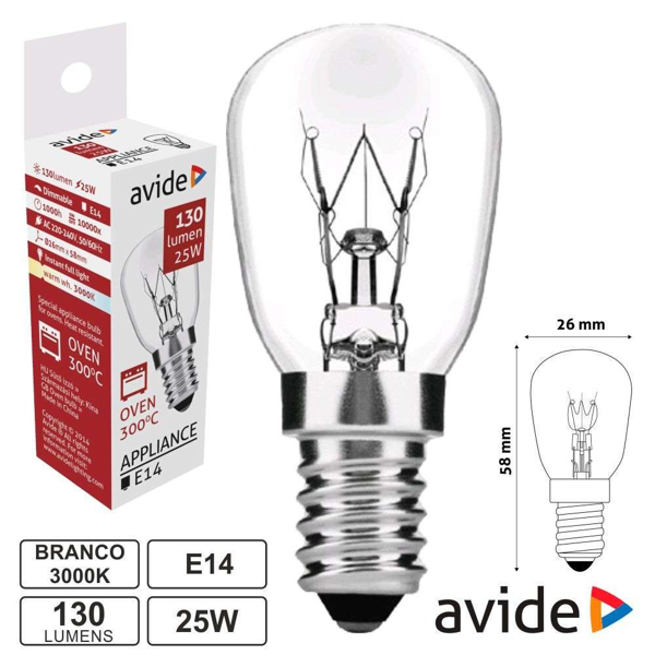ΛΑΜΠΑΚΙ ΚΟΥΖΙΝΑΣ Avide Λάμπα Φούρνου 25W E14 360ο κελσίου