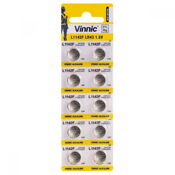 ΜΠΑΤΑΡΙΕΣ VINNIC ALKALINE LR43 AG12 1.5V 1ΤΕΜ