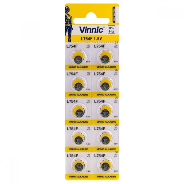 ΜΠΑΤΑΡΙΕΣ VINNIC ALKALINE LR48 LR754F AG5 1.5V 1ΤΕΜ