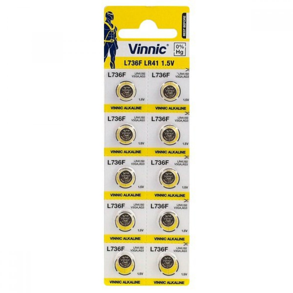 ΜΠΑΤΑΡΙΕΣ VINNIC ALKALINE L41 L736F AG3 1.5V 1ΤΕΜ