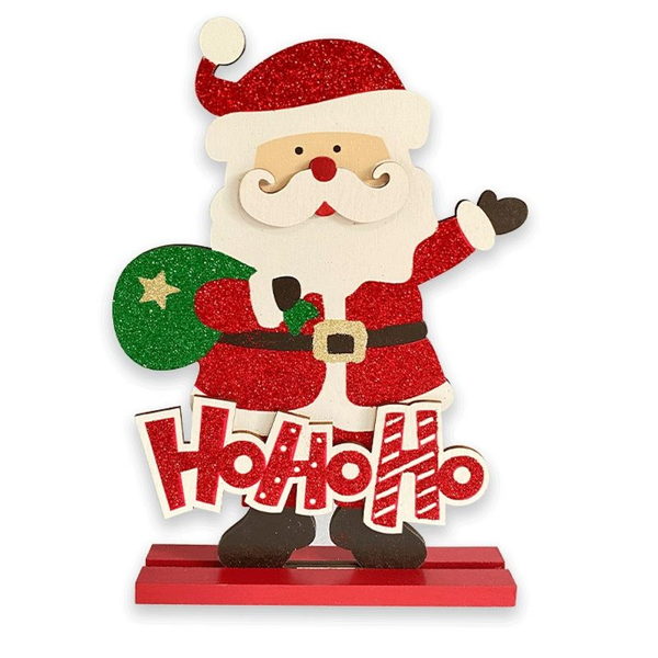 ΑΓΙΟΣ ΒΑΣΙΛΗΣ HOHOHO GLITTER  XMAS 3x16x22cm ΞΥΛΙΝΗ ΒΑΣΗ 433249