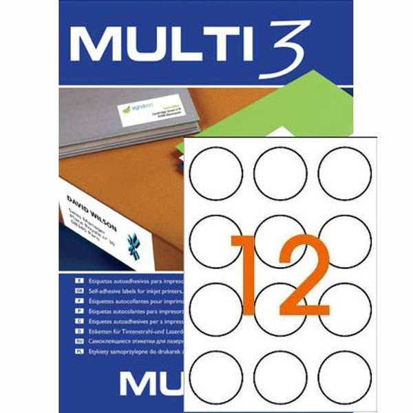 ΕΤΙΚΕΤΕΣ MULTI 3  60mm (στρόγγυλη)  Π100Φ LASER-INK-COPY