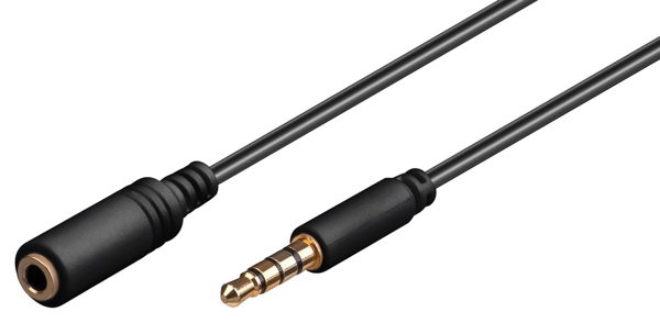 ΚΑΛΩΔΙΟ AUDIO ΠΡΟΕΚΤΑΣΗ CABLETIME καλώδιο 3.5mm 62480, 4 pin stereo, CU, 3m, μαύρο