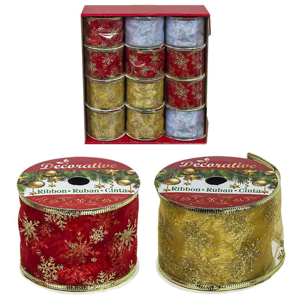 ΚΟΡΔΕΛΑ ΧΡΙΣΤΟΥΓΕΝΝΩΝ ΟΡΓΑΝΤΖΑ-GLITTER 6,3cm x5,5m 3 ΧΡΩΜΑΤΑ