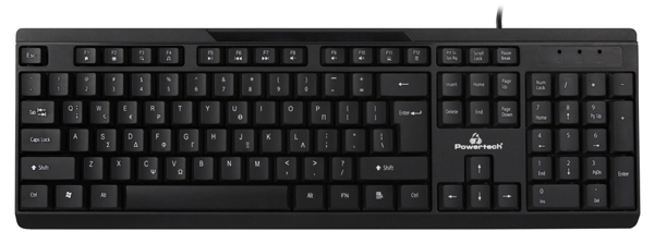 ΠΛΗΚΤΡΟΛΟΓΙΟ POWERTECH PT-1069 , ενσύρματο, multimedia, EN/GR, μαύρο