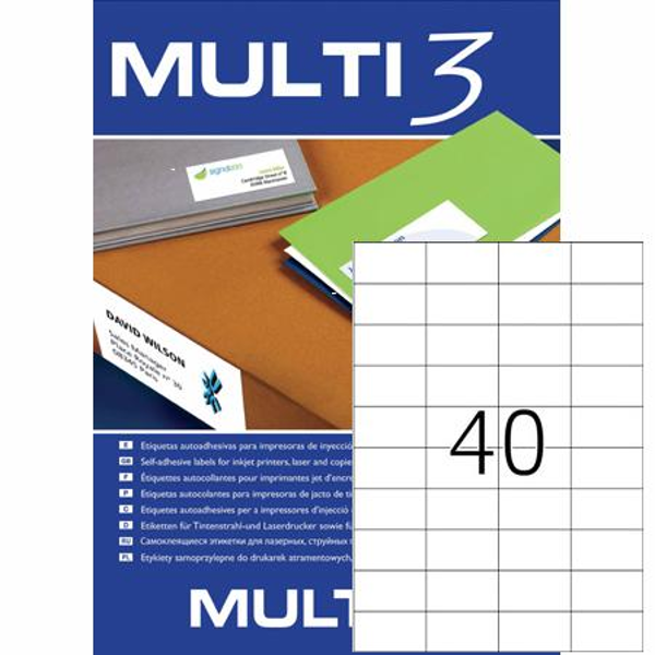 ΕΤΙΚΕΤΕΣ MULTI 3  52,5Χ29,7  Π100Φ LAS-INKJET-COPY Νο4719