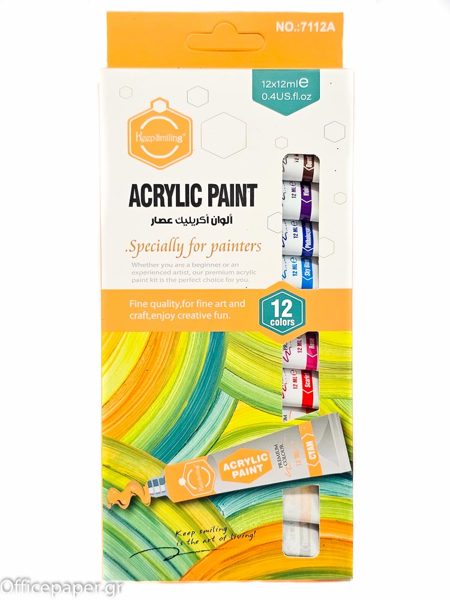 ΑΚΡΥΛΙΚΑ ΧΡΩΜΑΤΑ  DOZEN 12 ΧΡΩΜΑΤΑ X12ml  No A1212-8